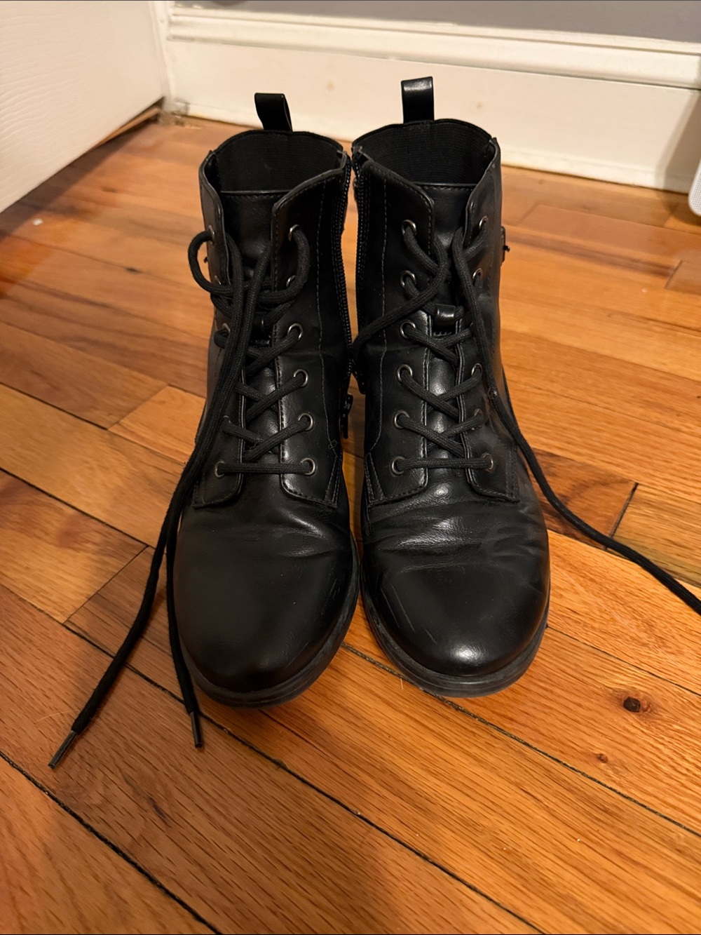Kelly & Katie Black Lace-Up Ankle Combat Boots